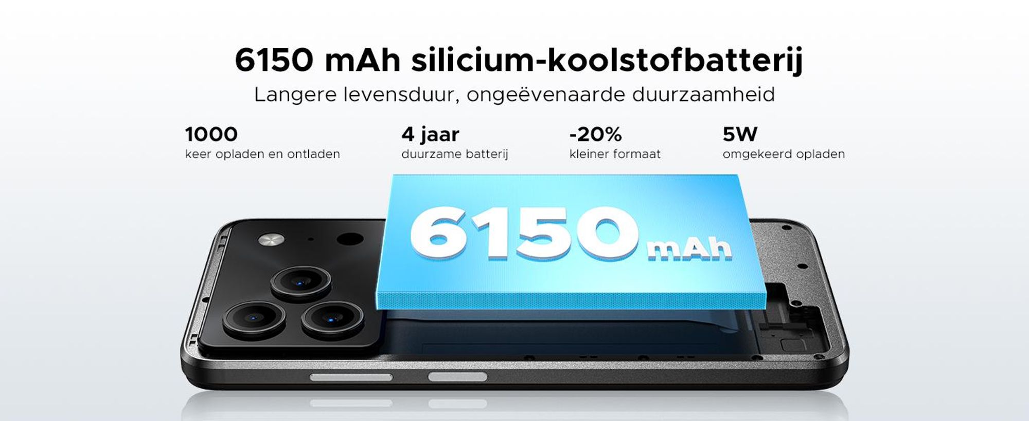 DOOGEE Note 56 Smartphone, Android 16, 6,56" 90Hz HD+, 6150mAh batterij, 24GB RAM + 64GB opslag, 4G Dual-SIM, 8MP camera, gezichtsherkenning, OTG, zonder abonnement