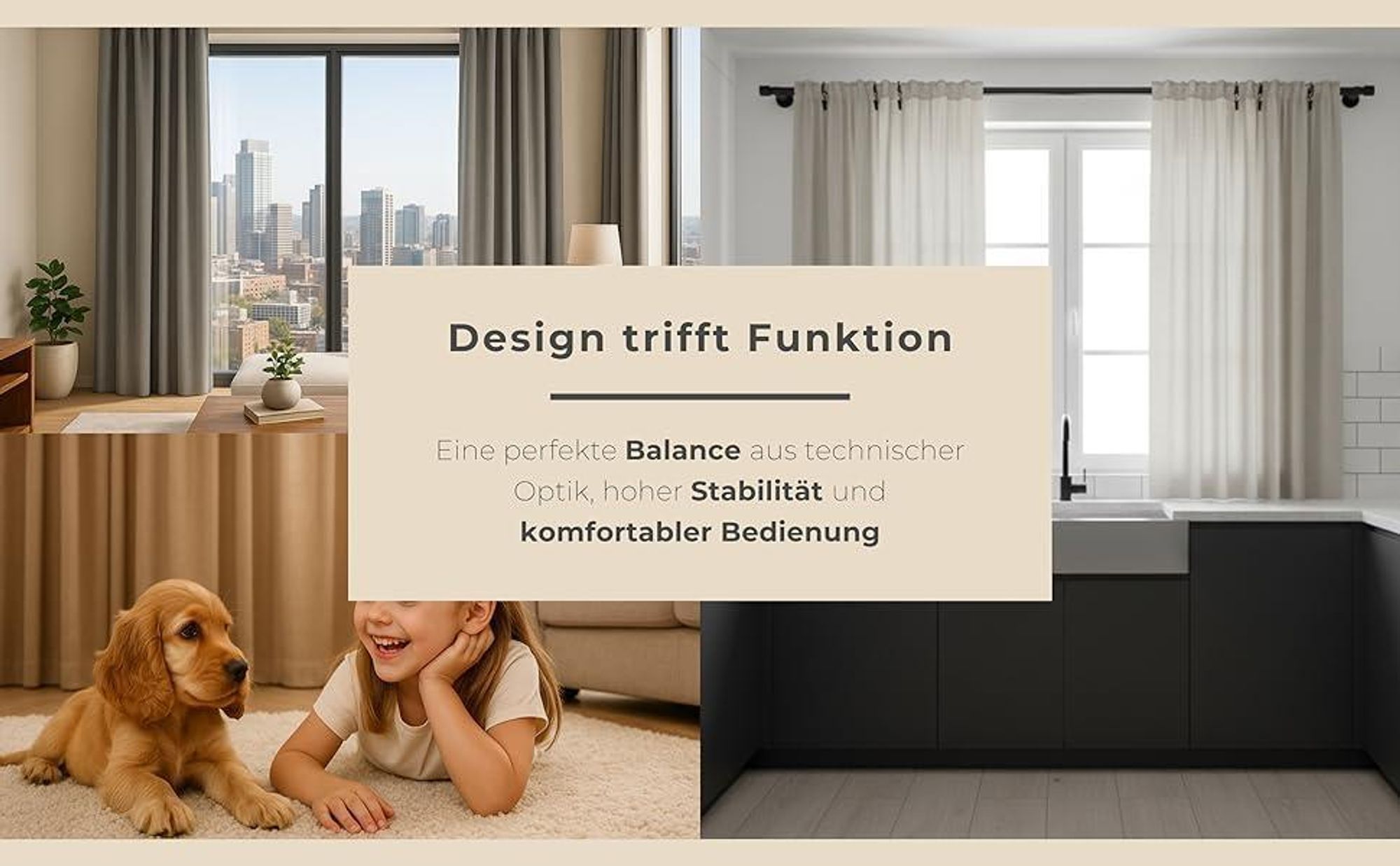 Techno 400 cm Doppelte Gardinenstange Schwarz 19 mm aus Metall mit Endstück Basic Komplettset mit Ringen und Clips Inklusive Montagezubehörset