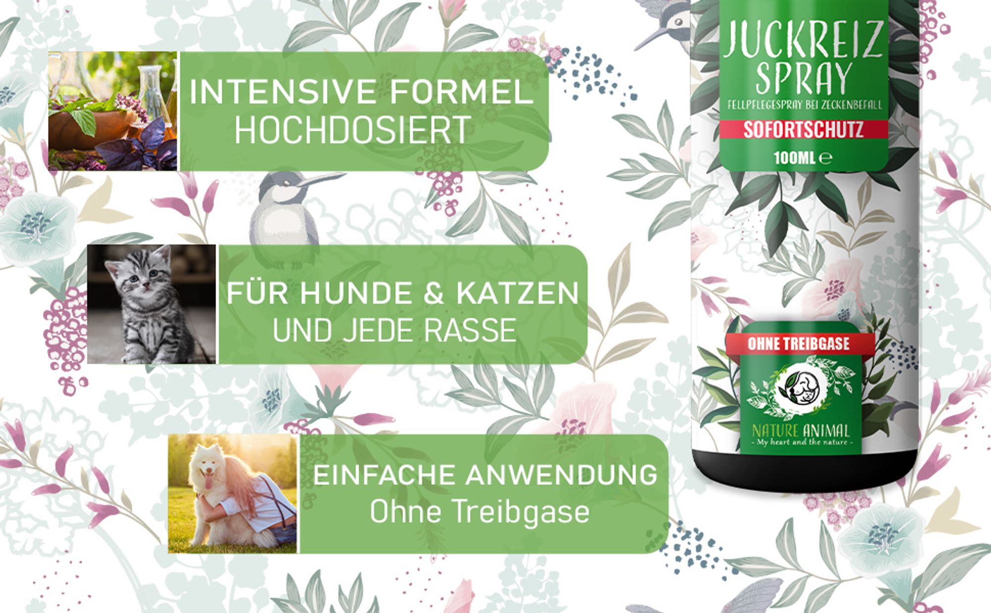 Nature Animal® | Juckreiz Spray für Hunde und Katzen