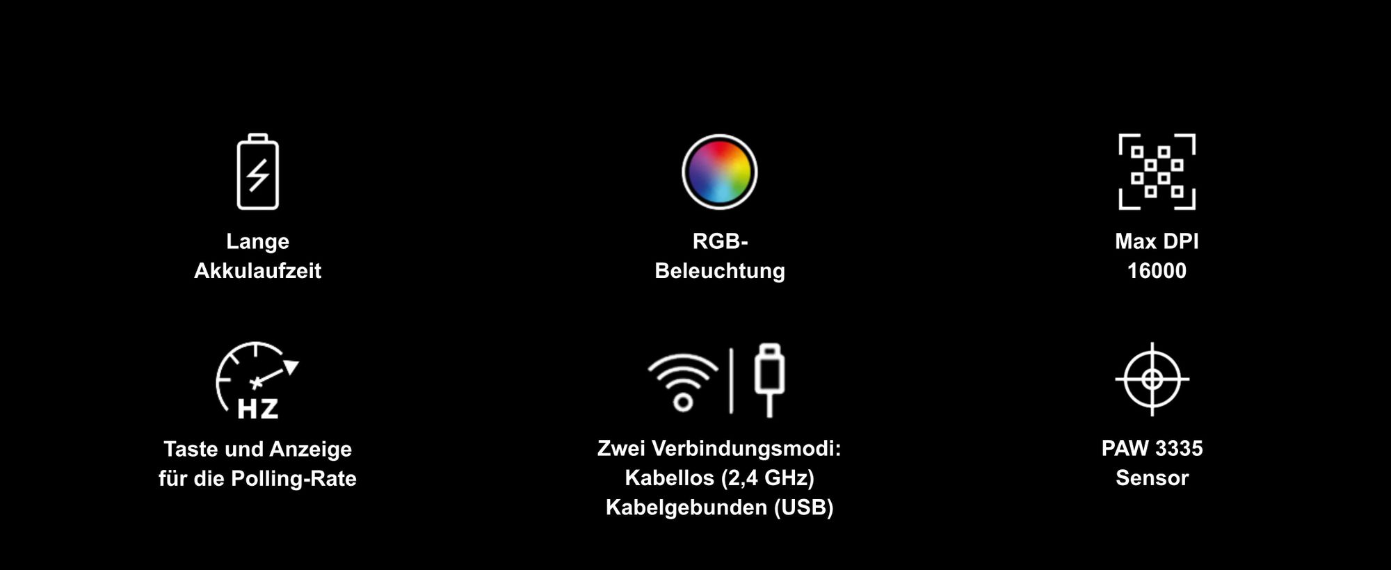 PREYON Owl Wireless Spielmaus Robuste Gaming-Maus - Zwei Verbindungsmodi - Kabellos und Kabelgebunden - Sensoren Pixart PAW 3335 - Schwindelerregende 16000 DPI - Omron 50M Schalter - RGB-Beleuchtung
