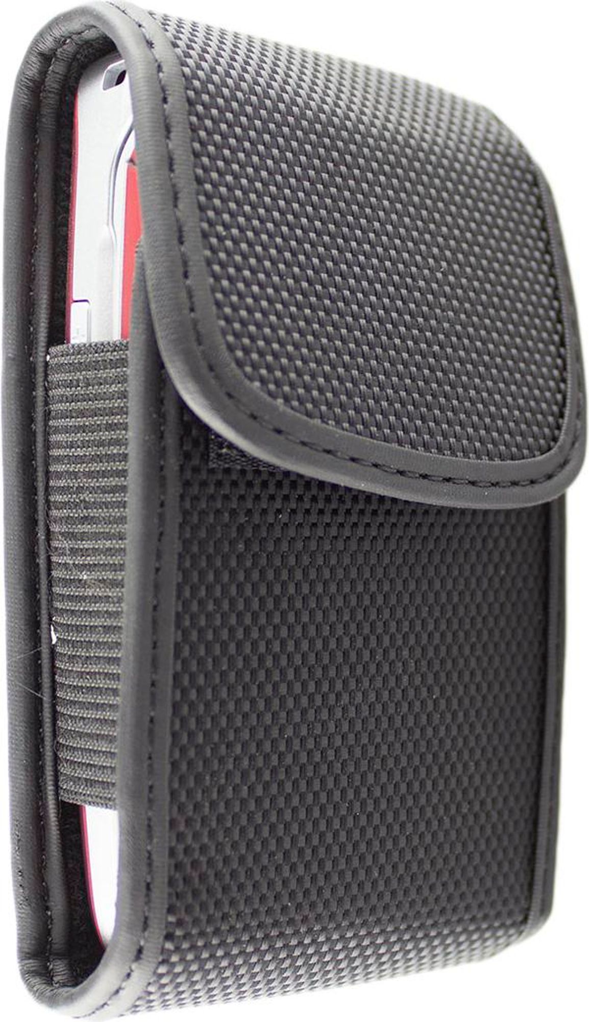 Hochwertige Nylon-Schutztasche für Swisstone Telefone, universell, mit Klettverschluss, Metall-Gürtelclip & Gummizug, Farbe schwarz Bild 3