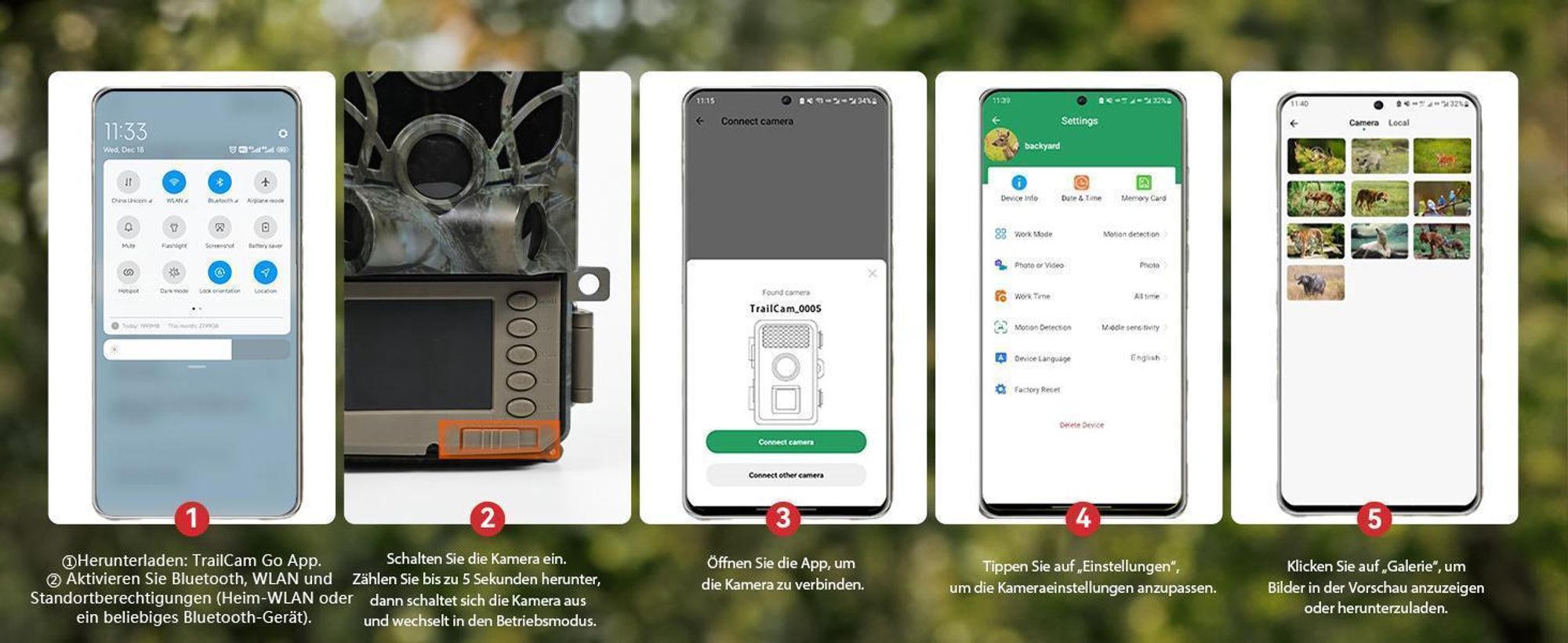4K Wildkamera mit Handyübertragung App Wildkamera Wlan mit Bewegungsmelder Nachtsicht Wasserdicht 0,5S Auslösen Inklu 32GB SD-Karte 8 AA-Batterien