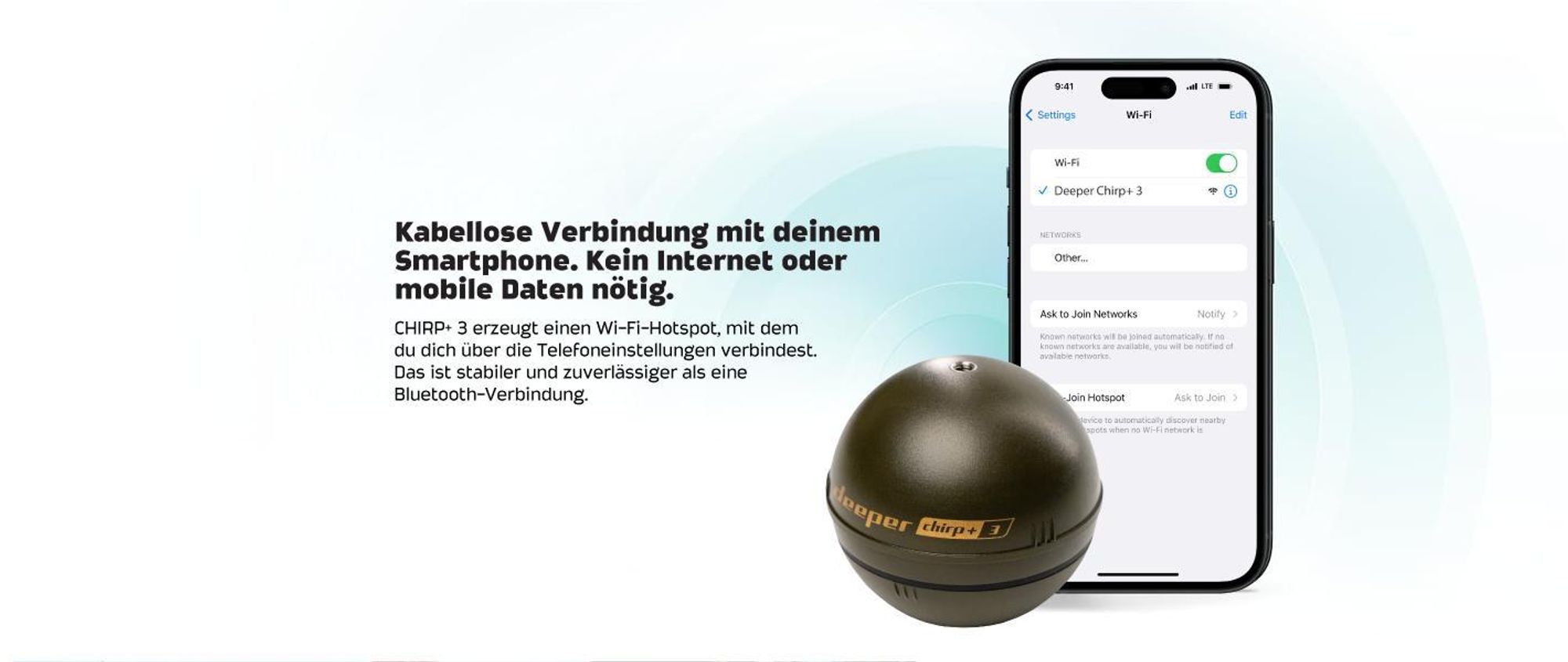 Deeper CHIRP+ 3 Castable GPS Sonar – Fisch- & Tiefenfinder für Boot, Eis & Ufer
