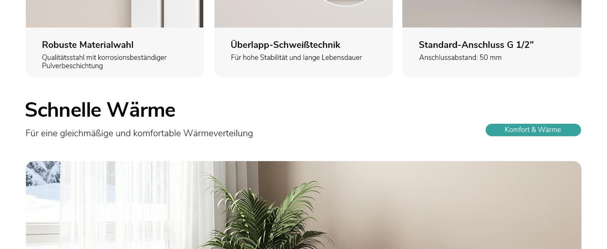 EMKE Heizkörper Flach 60 x 30,4 cm Einlagig 210 W Weiß Design Paneelheizkörper