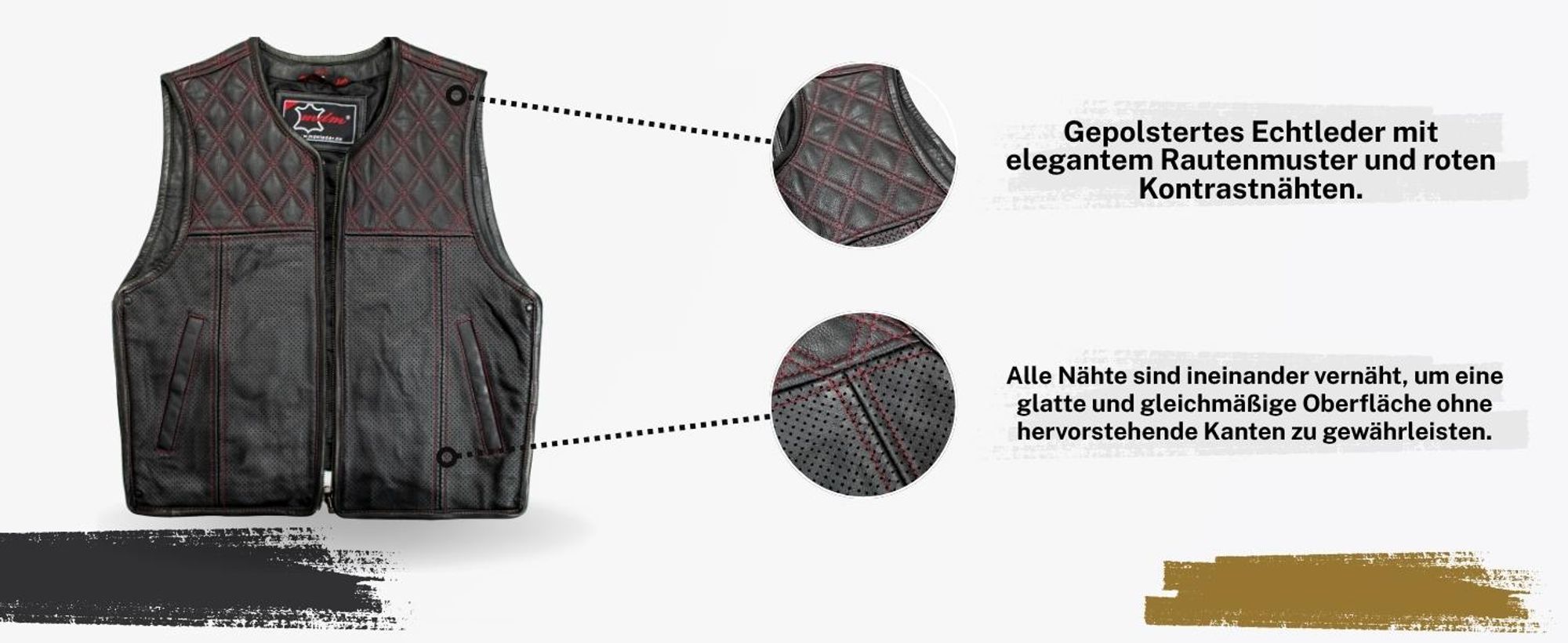 Herren Biker Hunter Stepp Lederkutte Lederweste Motorrad Custom Kutte Perforiert(2XL)
