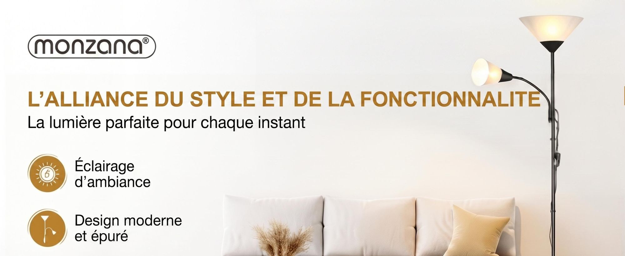 MONZANA® Lampadaire avec liseuse Noir 175 cm Réglable E27 Lampe orientable sur pied Projecteur de plafond Lampe de lecture