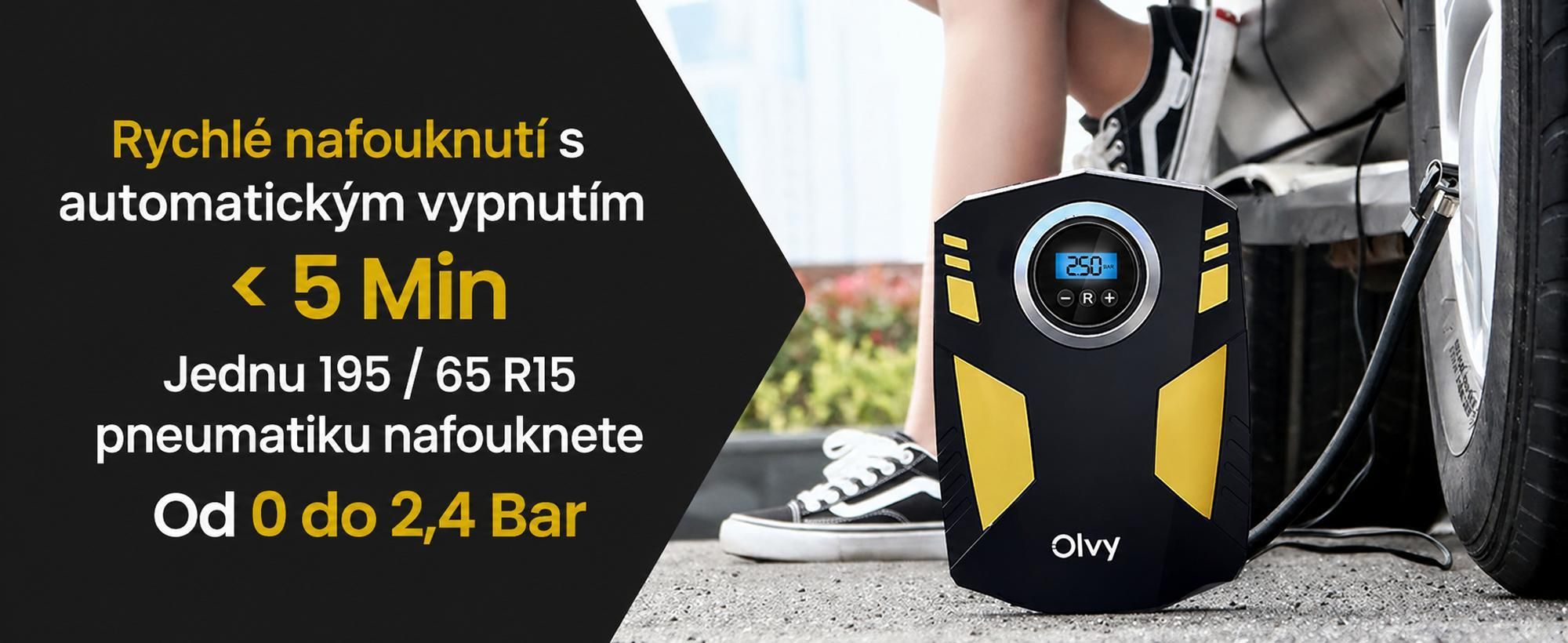 Olvy Vzduchový kompresor pro pneumatiky automobilů 12V síť, 10,3 baru Elektrické vzduchové čerpadlo, digitální displej, LED světlo Mini kompresor pro automobilové kolo Koule 4 ventily
