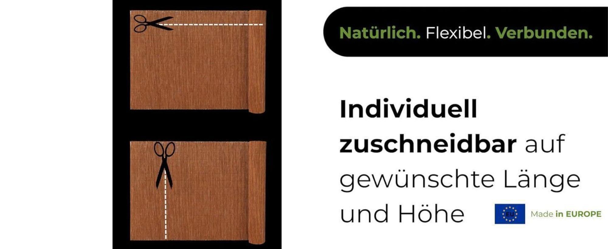 Weidenmatte 160 x 500 cm - Balkon Sichtschutz - Zaun Garten aus Holz - Sichtschutz Garten - Windschutz & Sonnenschutz - Schattenspender - 100% Natural
