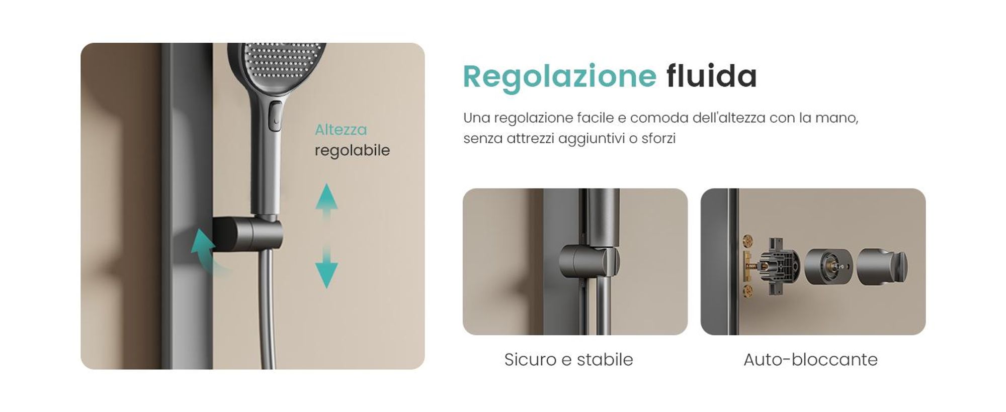 Sistema doccia EMKE con termostato, pannello doccia, doccia a pioggia 36x24cm, rubinetteria 3 in 1 per vasca e doccia per il vostro bagno moderno, KTW, antracite opaco