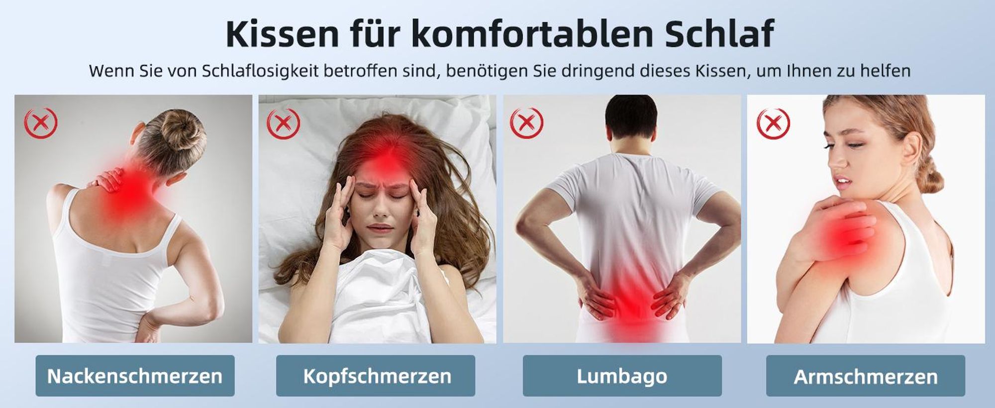 Nackenkissen, Orthopädisches Kopfkissen aus Memory Foam, Ergonomisches Kopfkissen, Gegen Nackenschmerzen, Seitenschläfer Rückenschläfer