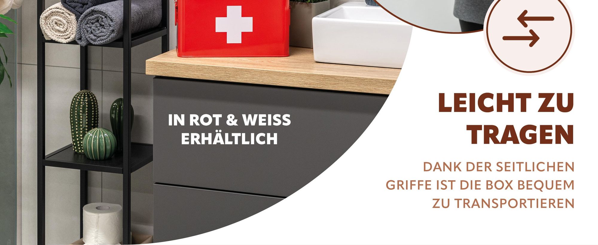 Das Bild zeigt die Medizinbox in der Farbe rot als Alternative.