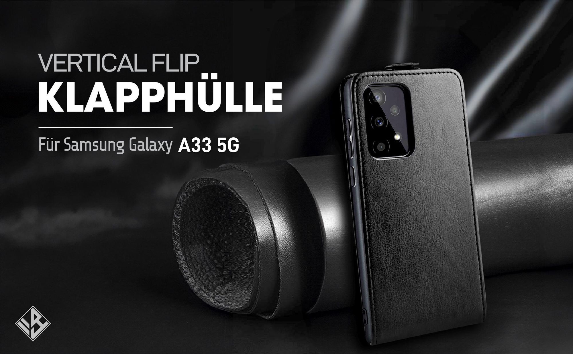 Vertikal aufklappende Handyhülle in Schwarz für Samsung Galaxy A33 5G