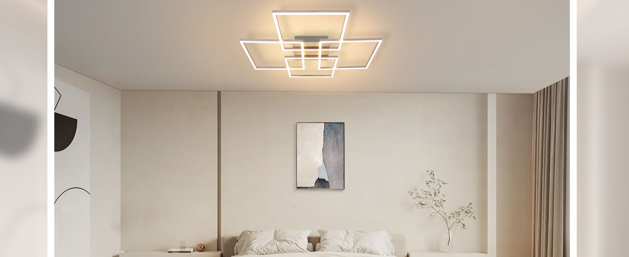 ZMH Deckenlampe LED Deckenleuchte Wohnzimmer 64CM Wohnzimmerlampe Modern Dimmbar mit Fernbedienung 36W Silber Schlafzimmer Deckenbeleuchtung Rechteckig Design Küchenlampe für Esszimmer Küche