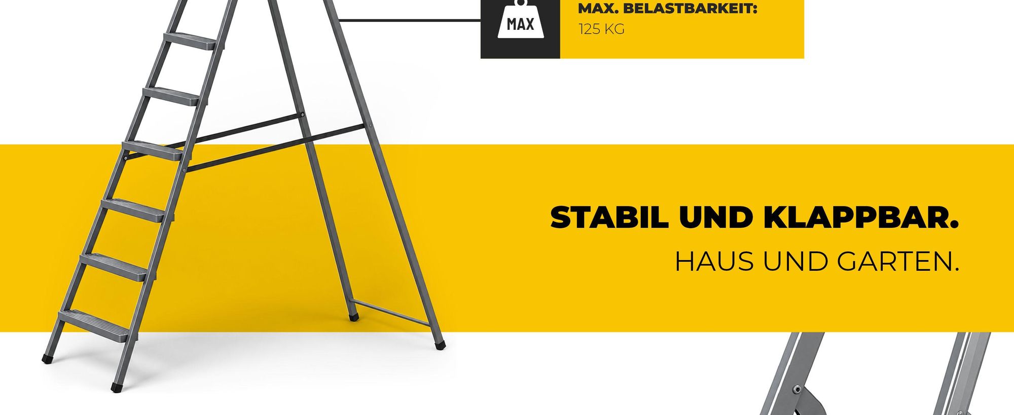 DRABEST | Stahlleiter - Leiter - haushaltsleiter - leiter 8 stufen - Klapptritt - Stahl - Universal - bis 125 kg