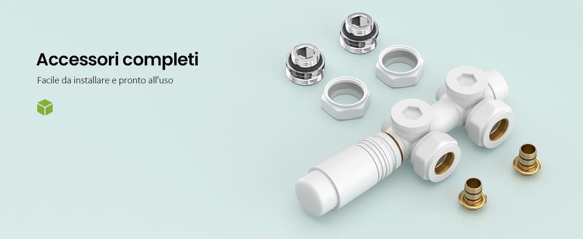 S'AFIELINA Set multiblock per raccordo radiatore, bianco (2 pz) Valvola di blocco rubinetto termostatico Accessori per il riscaldamento Forma angolare e rettilinea