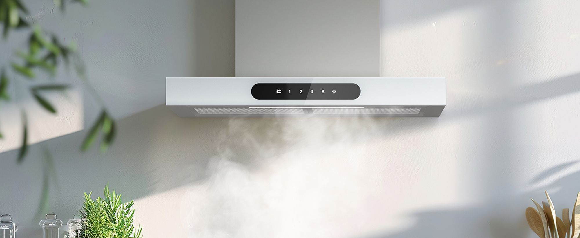 CIARRA Dynamic A+++ 650 m3/h Dunstabzugshaube 60 cm Abzugshaube WIFI APP SensorTouch Wandhaube Edelstahl Glas Weiß VM6102W