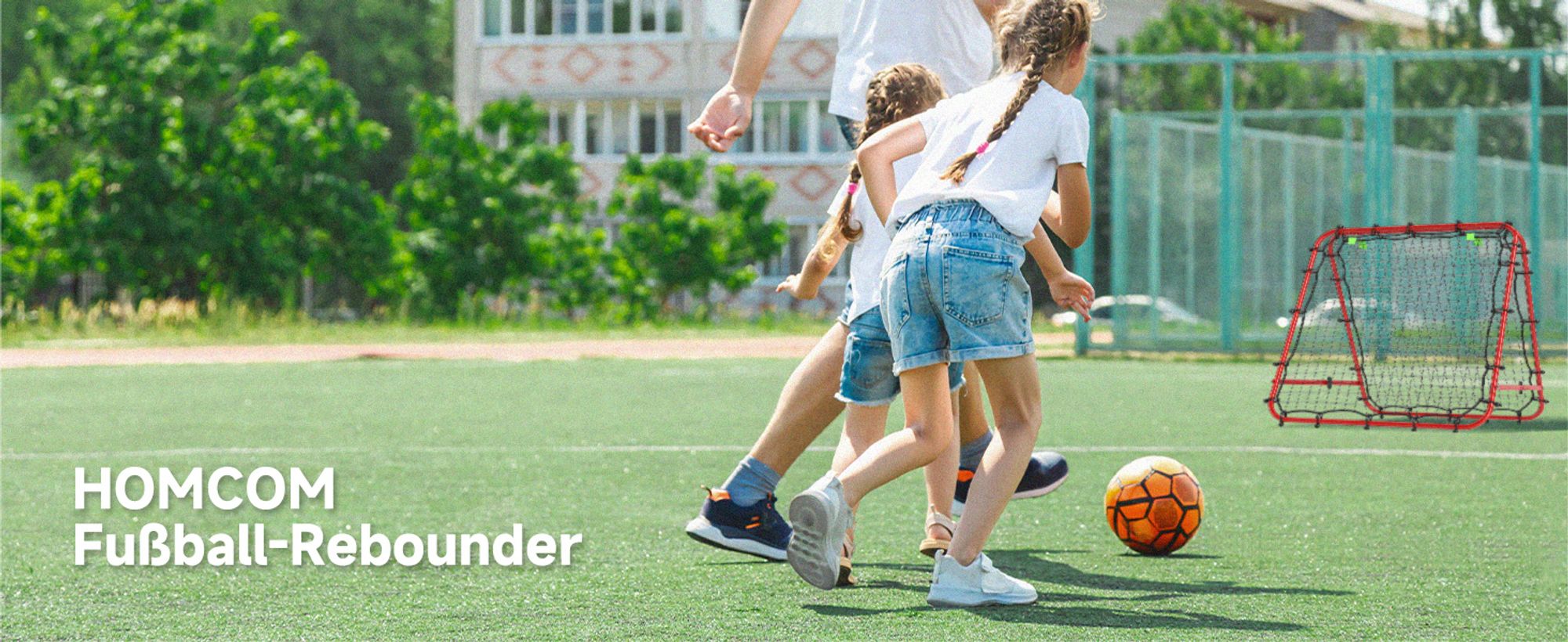 HOMCOM Fußball Rebounder Kickback Tor Rückprallwand Netz beidseitiger Rückprall Verstellbar in 5 Stufen für Fußball Training Stahl Rot