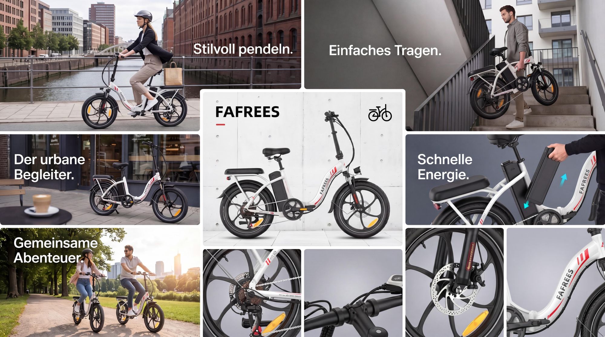 E-Bike Rostfreie Aluminiumlegierung 36 V 20 Ah 720 Wh City e bike 20 Zoll Wasserdicht IP54 bis zu 110 - 150 km mit 7 Gang, Weiß
