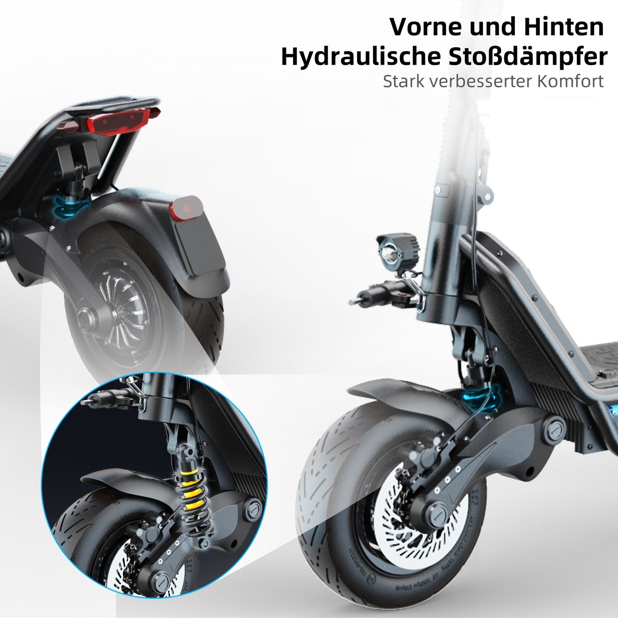 Elektroroller JOYOR E6-S - 1600W*2 Motors 60V31.5AH Batterie 85KM Reichweite Scheibenbremsen - Schwarz