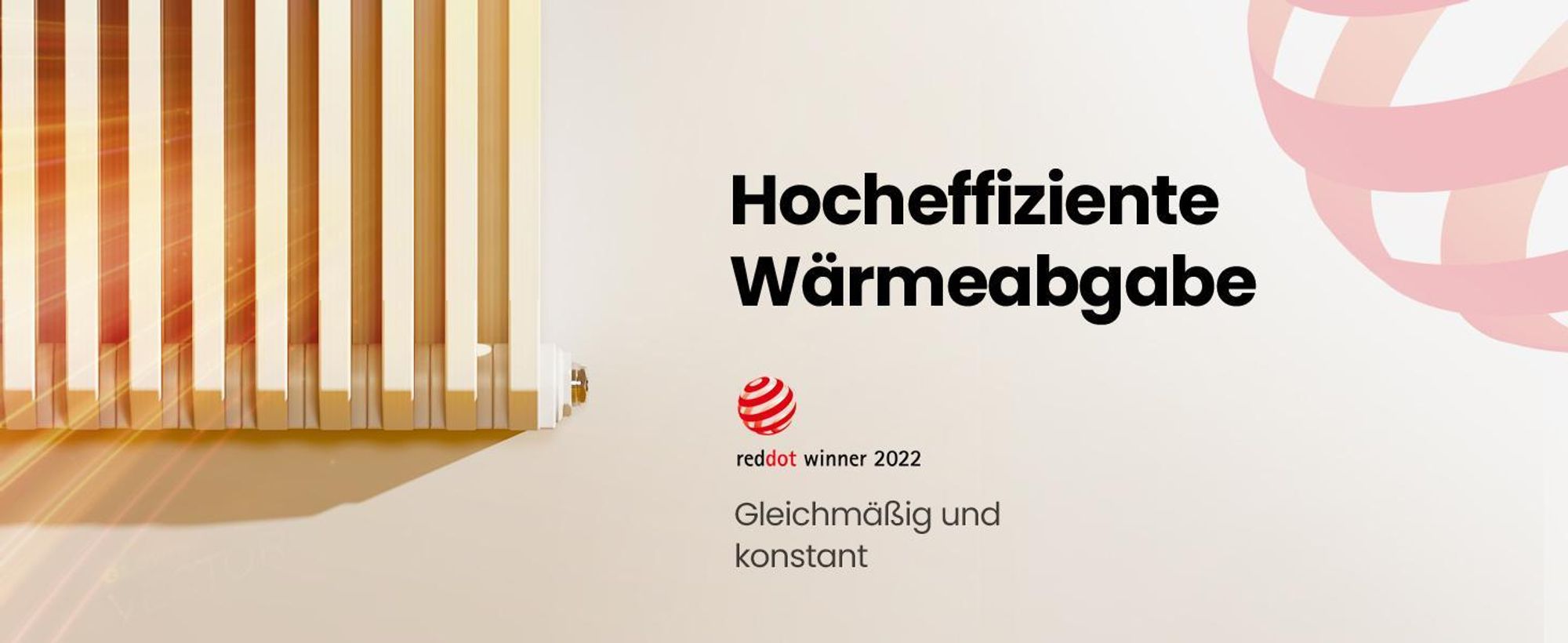 EMKE Design-Heizkörper D-Form 600x840mm 1383W Red Dot Award Winner Weiß – Horizontal Montage, für 18,4 m², Bad & Wohnzimmer ohne Heizstab