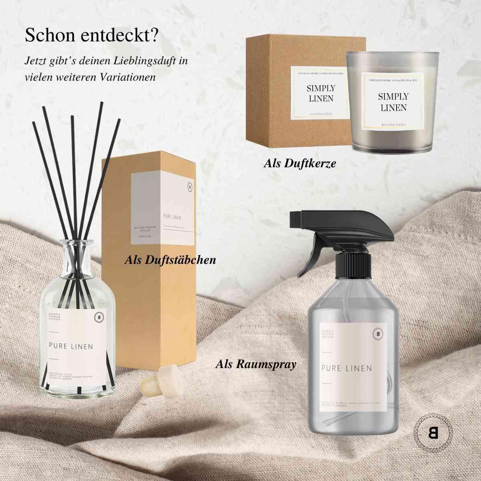 BOHORIA Raumspray Pure Linen 500 ml – Frische Wäsche, Hotel Scents Raumduft