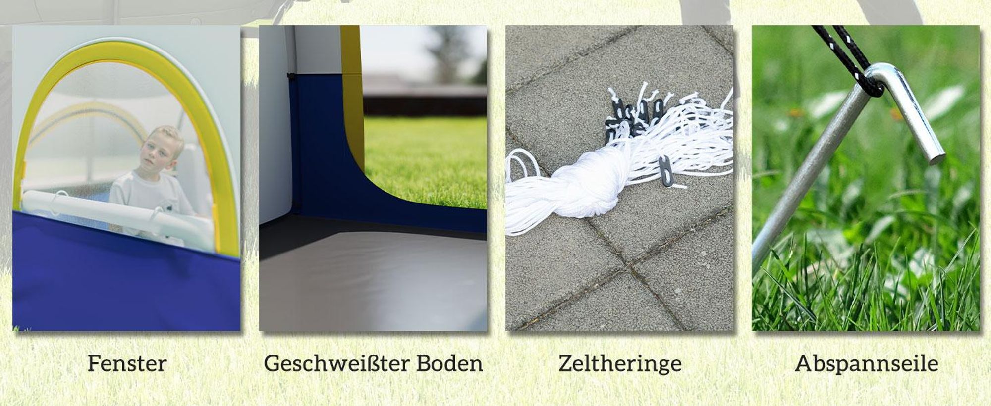 Outsunny Tunnelzelt Wetterfest Campingzelt für 4 Personen mit 3 Raum Meshfenster
