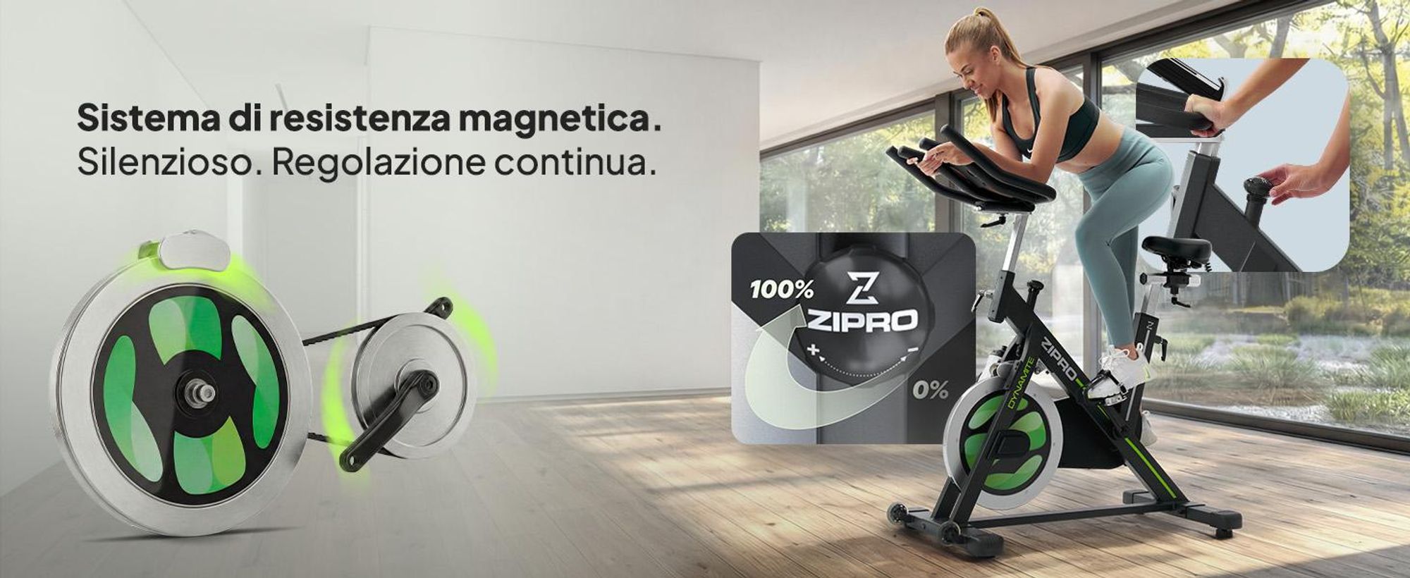 Zipro Cyclette Dynamite – Bicicletta magnetica per il fitness a casa Cyclette silenziosa con sella regolabile Display LCD Compatta e stabile