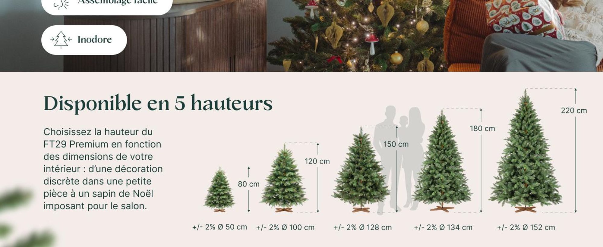 FAIRYTREES Sapin de Noël Artificiel, Nordmann Premium 180 cm, Éléments naturels moulés par Injection, Fabriqué en UE, Arbre de Noël avec Support en Bois de frêne Fait à la Main
