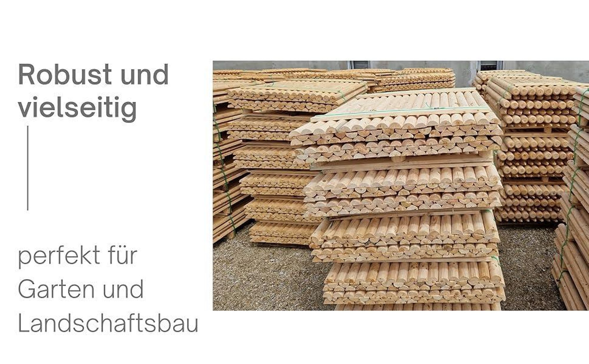 TIMBERMIK 1/2 ⌀ 7cm 8-Pack Halbrundstäbe Holz Länge: 200 cm Halbrundholz Massivholz Holzpfähle Nicht Imprägniert Baumpfahl Halfrounds