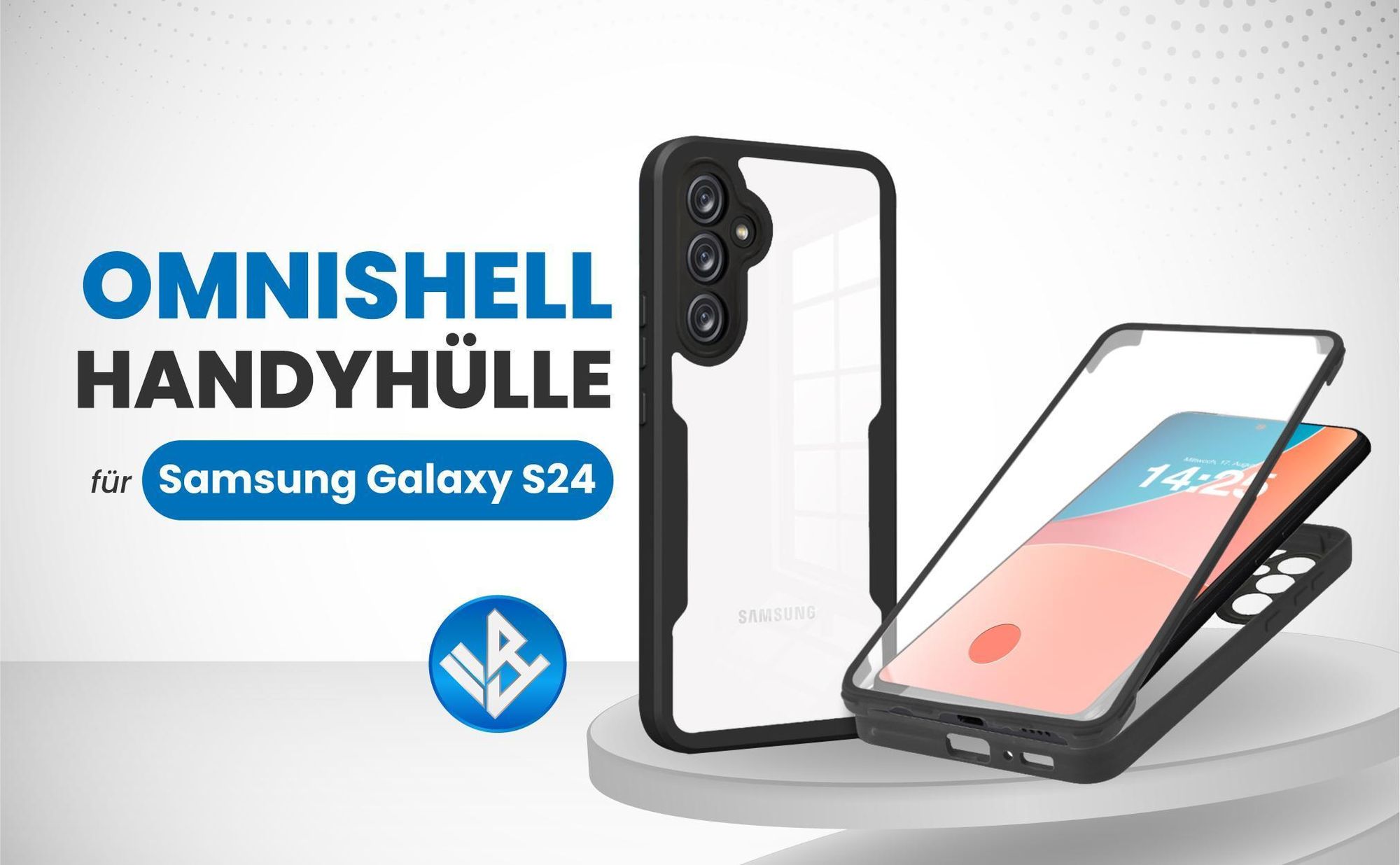 Schwarze 360 Grad Hülle für Samsung Galaxy S24 mit Kameraschutz
