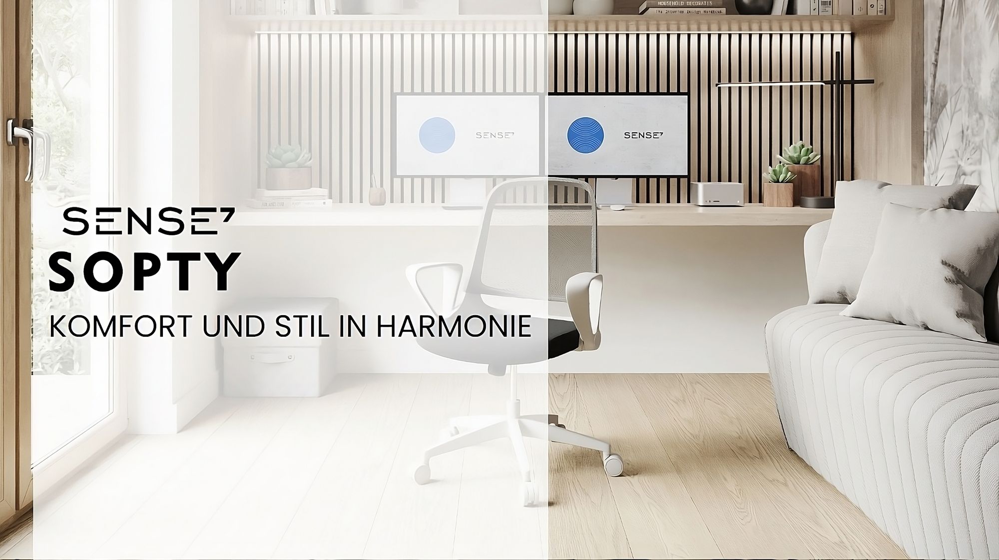 SENSE7 Sopty Ergonomischer Bürostuhl Schreibtischstuhl Weiß Klappbare Armlehnen Netzrücken Wippfunktion Homeoffice Office Chair Gummirollen 120 kg