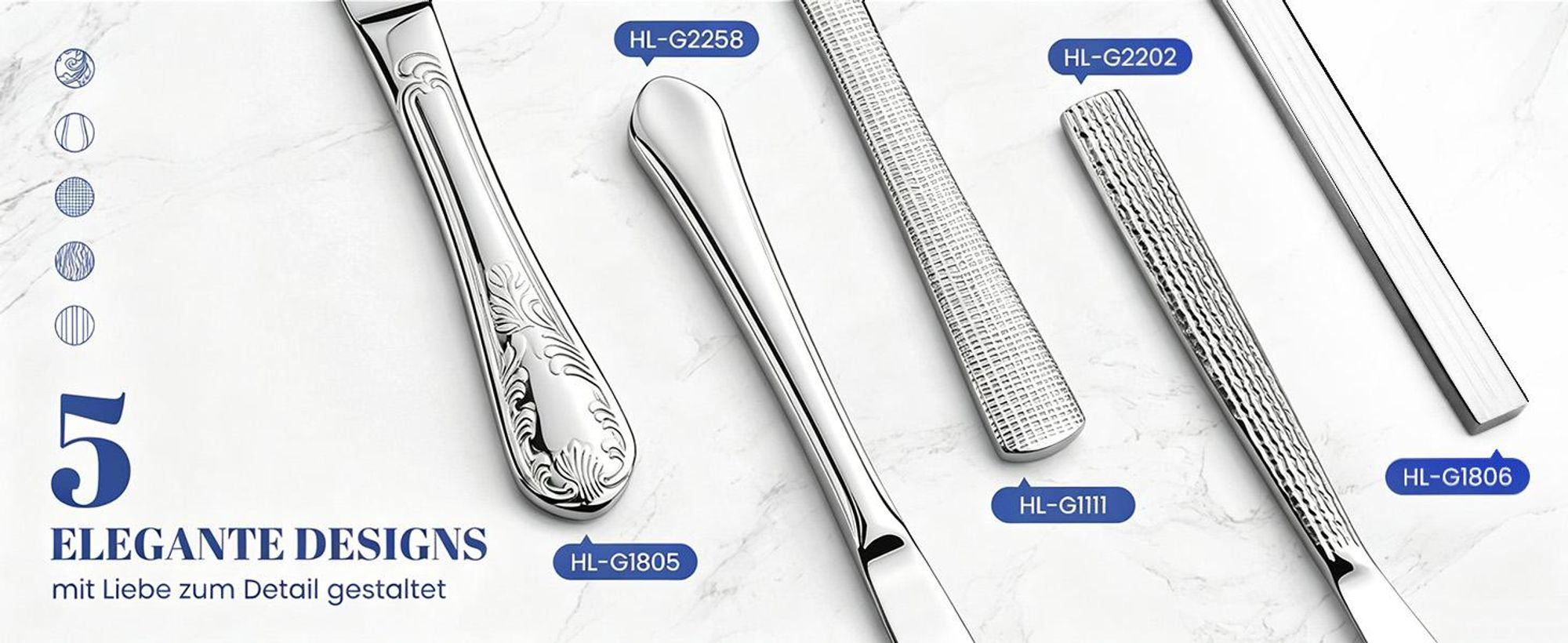 Besteck Set 12 Personen,72-tlg Edelstahl Besteckset,Cutlery Set mit Messer Gabel Löffel,6-tlg Essbesteck HL-G1806