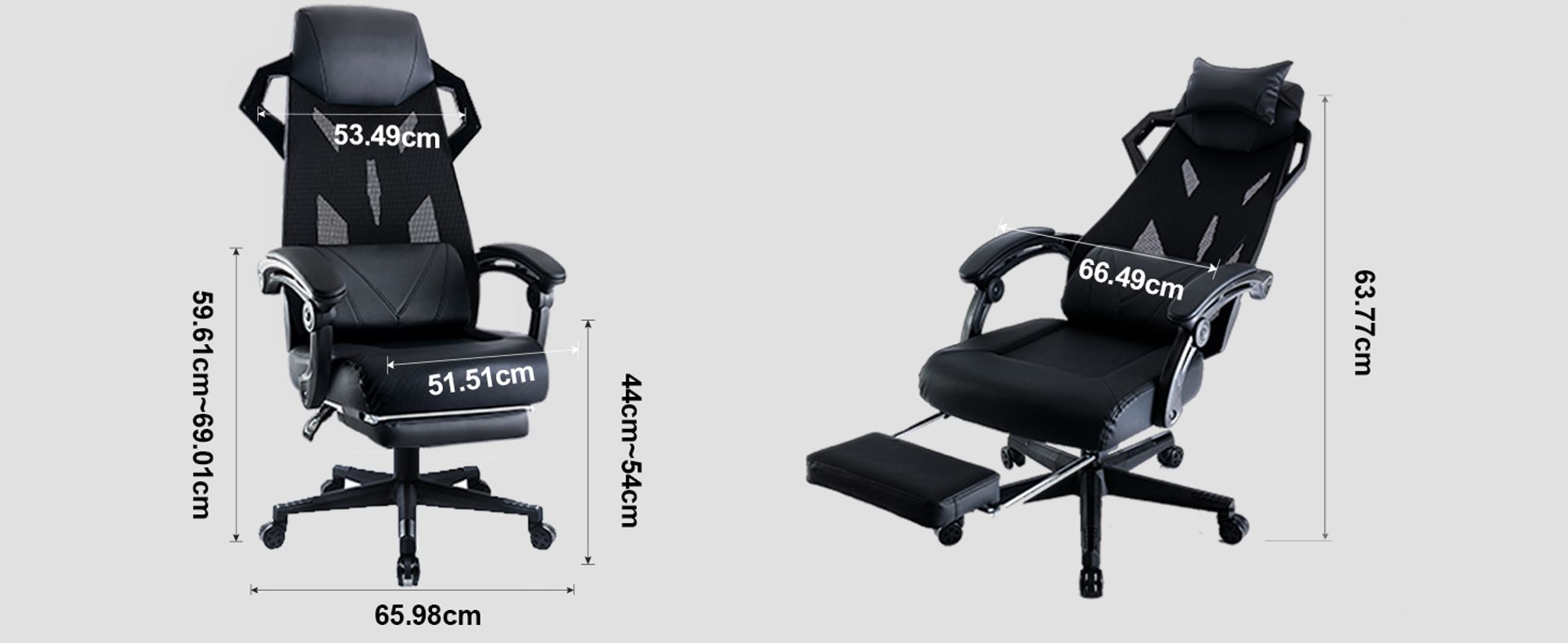 GTPLAYER Ergonomischer Bürostuhl Schreibtischstuhl Gamingstuhl Drehstuhl Verstellbarer Lordosenstütze Kopfstütze Rückenschonend Chefsessel mit Verbindungsarmlehnen Stummrädern schwarz
