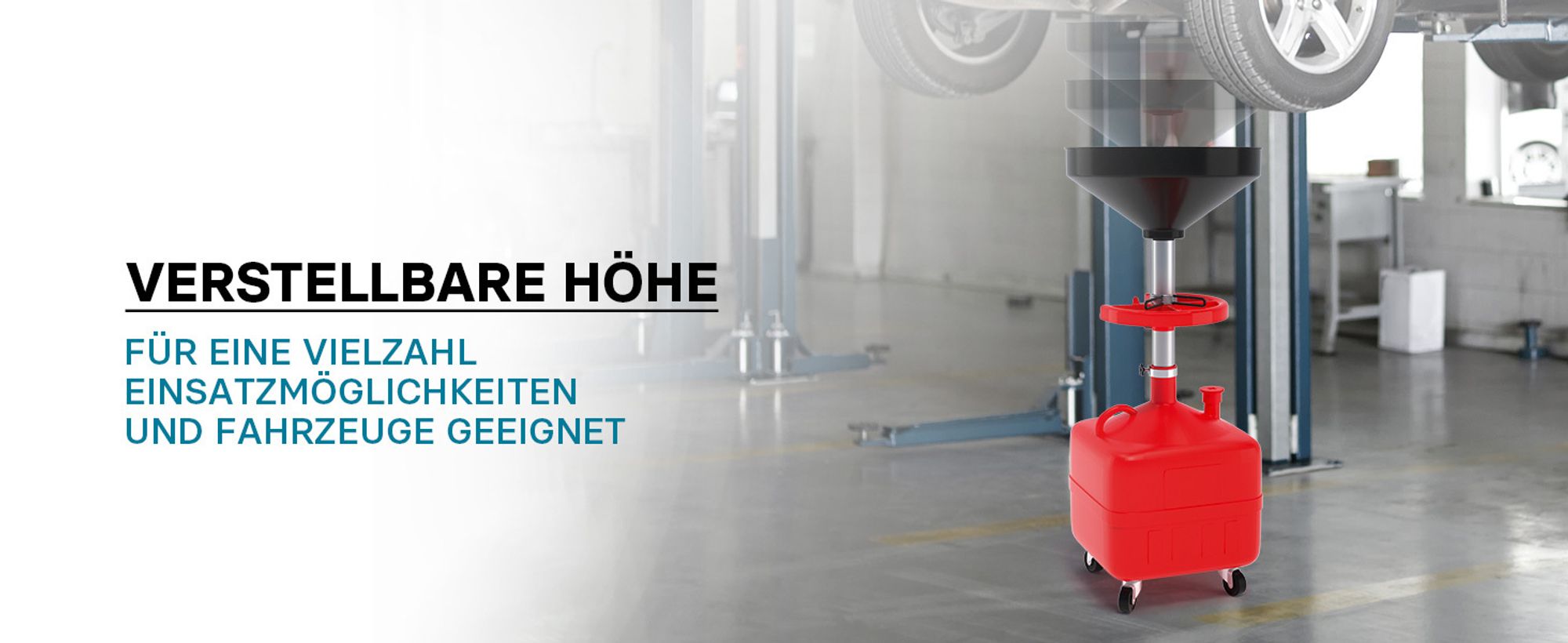 Ölauffangwagen Ölauffangbehälter Ölauffanggerät Ölauffangrollwagen 35l 86 - 127 cm