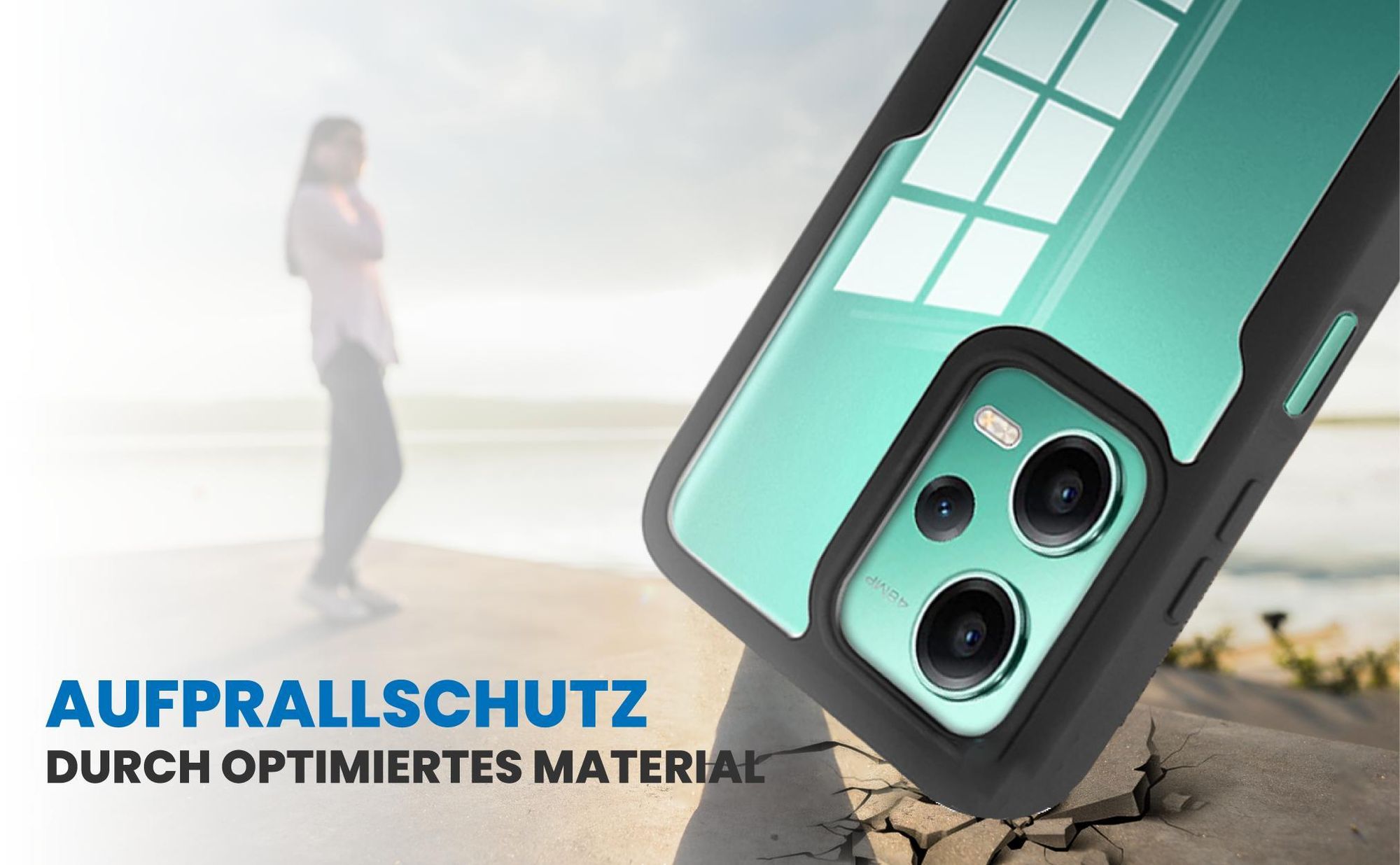 Schwarzes Front Back Cover für Xiaomi Redmi Note 12 Pro 5G mit Aufprallschutz