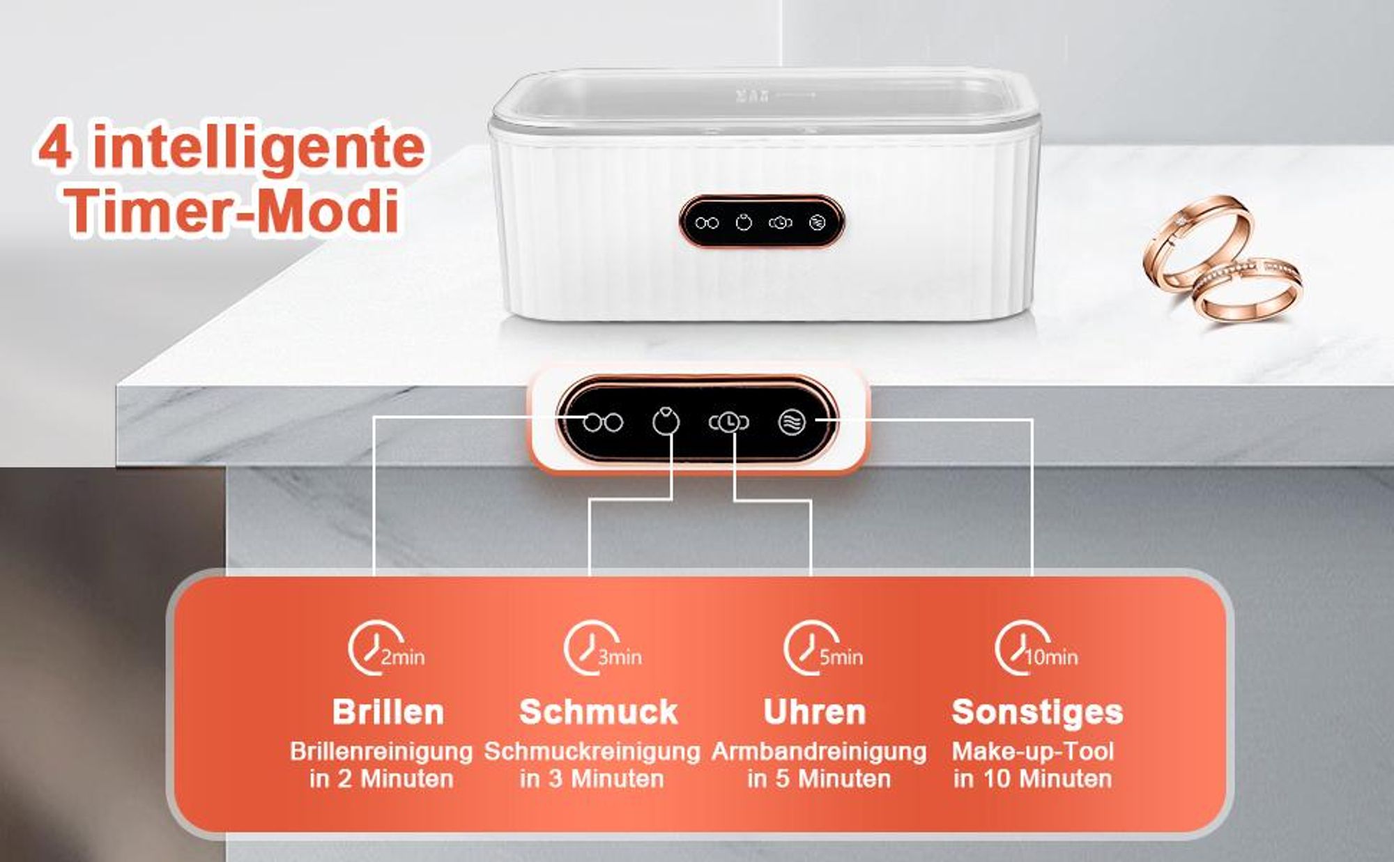 400ML Ultraschallreiniger, Ultraschallreinigungsgerät Ultraschallreiniger 45000Hz, Hochfrequenz Ultraschallreinigungsgerät Automatisch Ultrasonic