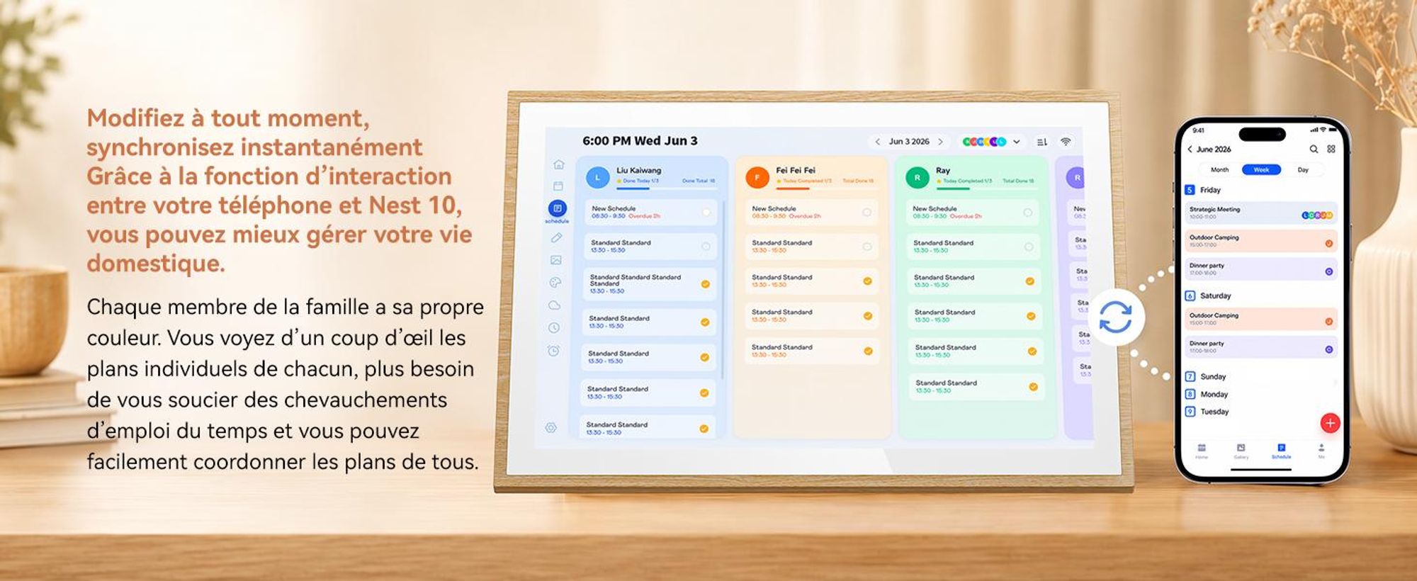 2026 NOUVEAU ! Blackview NEST 10, calendrier numérique et cadre photo de 10,1 pouces avec écran tactile, Wi-Fi, résolution 1280x800, format 16:10, partage de photos, contrôle parental, design en bois