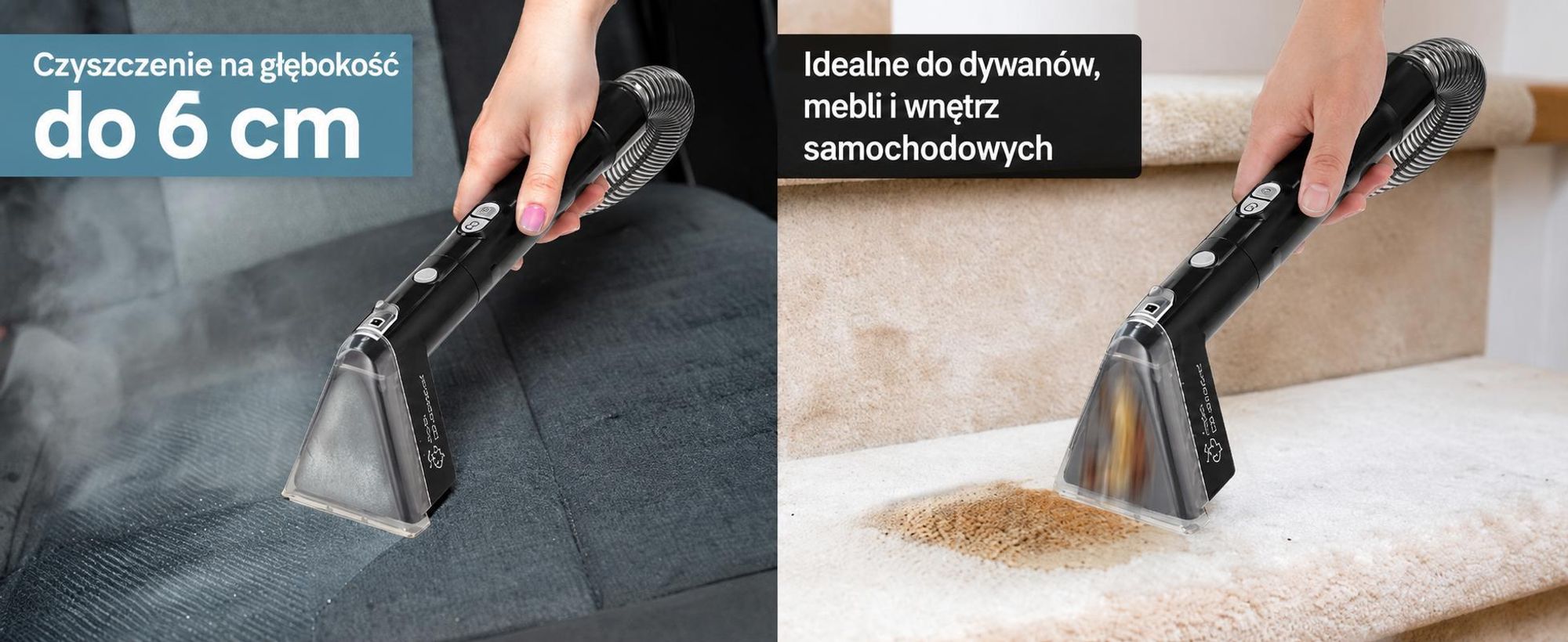 Odkurzacz parowy Olvy PRO – do czyszczenia mebli tapicerowanych i dywanów, w zestawie z akcesoriami oraz odkurzacz do dywanów, odkurzacz do czyszczenia na mokro do sof, materacy, samochodów i dywanów