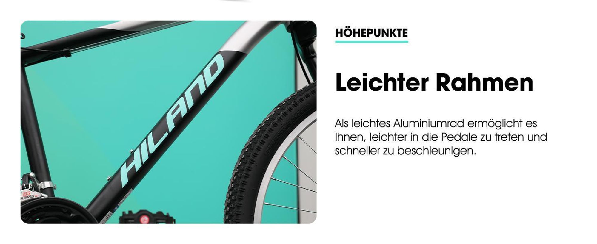 Hiland 27.5-Zoll-Herren-Mountainbike, 18-Gang, Federgabel, leichter Aluminiumrahmen, doppelte mechanische Scheibenbremsen, MTB Fahrrad für Erwachsene