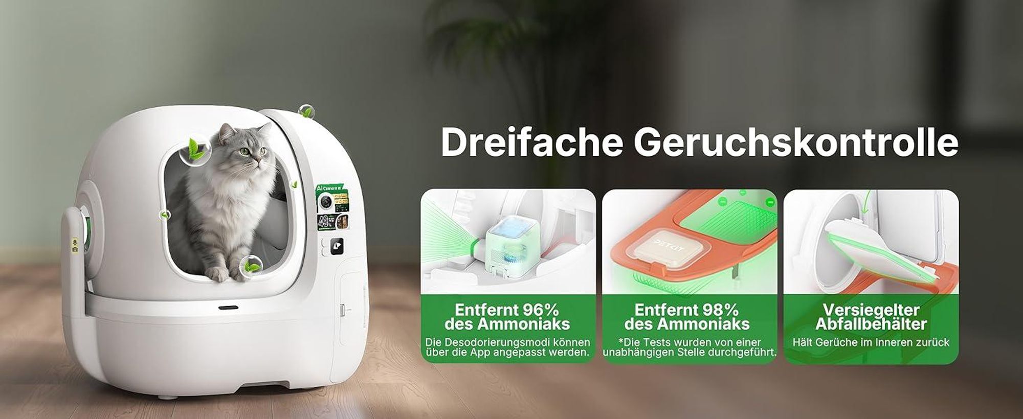 PETKIT PUROBOT Max Pro 2 Selbstreinigende Katzentoilette, Katzenklo Selbstreinigend mit Kamera, Präzise Mehrkatzen-Erkennung, für Mehrere Katzen