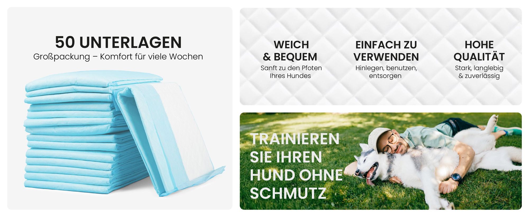RAGI Welpenunterlagen Trainingspads für Hunde, 50 Stück, Welpen, PIPI Matten Saugfähig, Auslaufsicher, Inkontinenz Trainingsunterlagen, 60x90cm