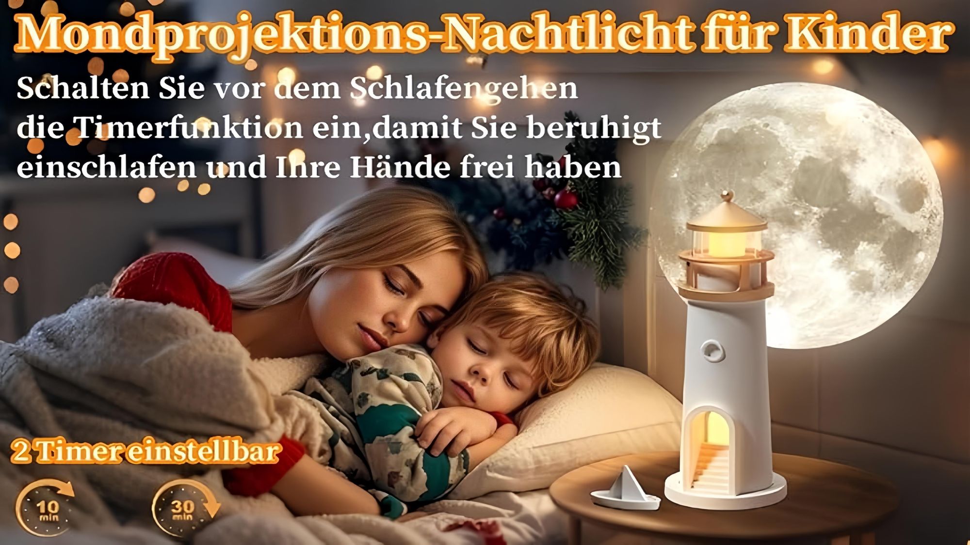 Lighthouse Dekoration  Nachttischlampe, LED Moonlight -Projektorlampe mit Fernbedienung, Sternennachtlichter, Lighthouse Geschenk, Meeresdekoration