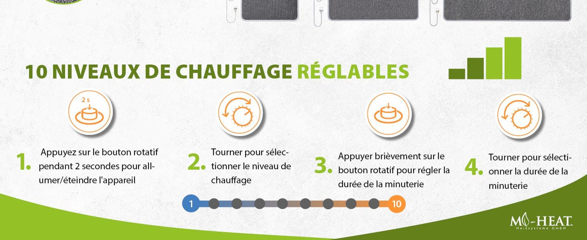 Tapis chauffant Warm Feet 55x80cm tapis infrarouge tapis chauffant infrarouge pour les pieds 40° gris avec minuterie