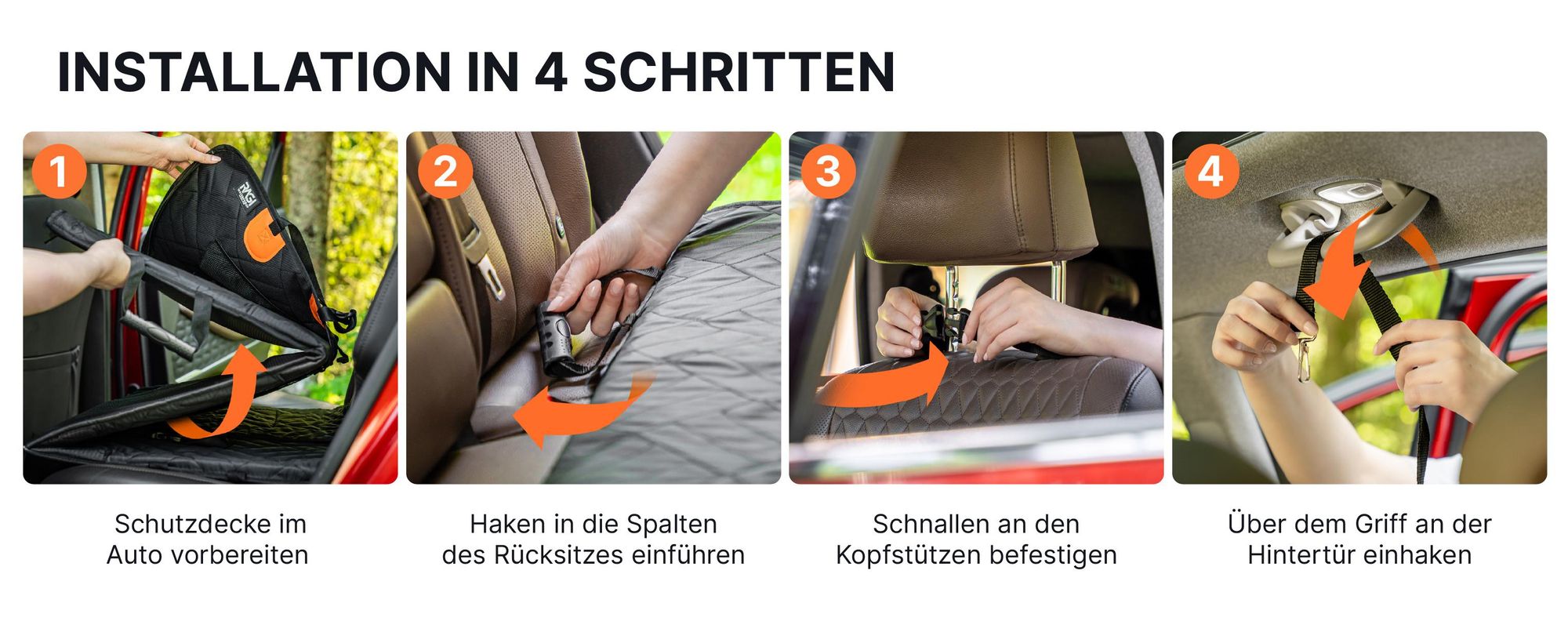 RAGI Hundedecke Auto Rücksitz 127×62 cm – Wasserdichte rutschfeste Autoschondecke mit verstärktem Boden, Seitenschutz und Sicherheitsgurt