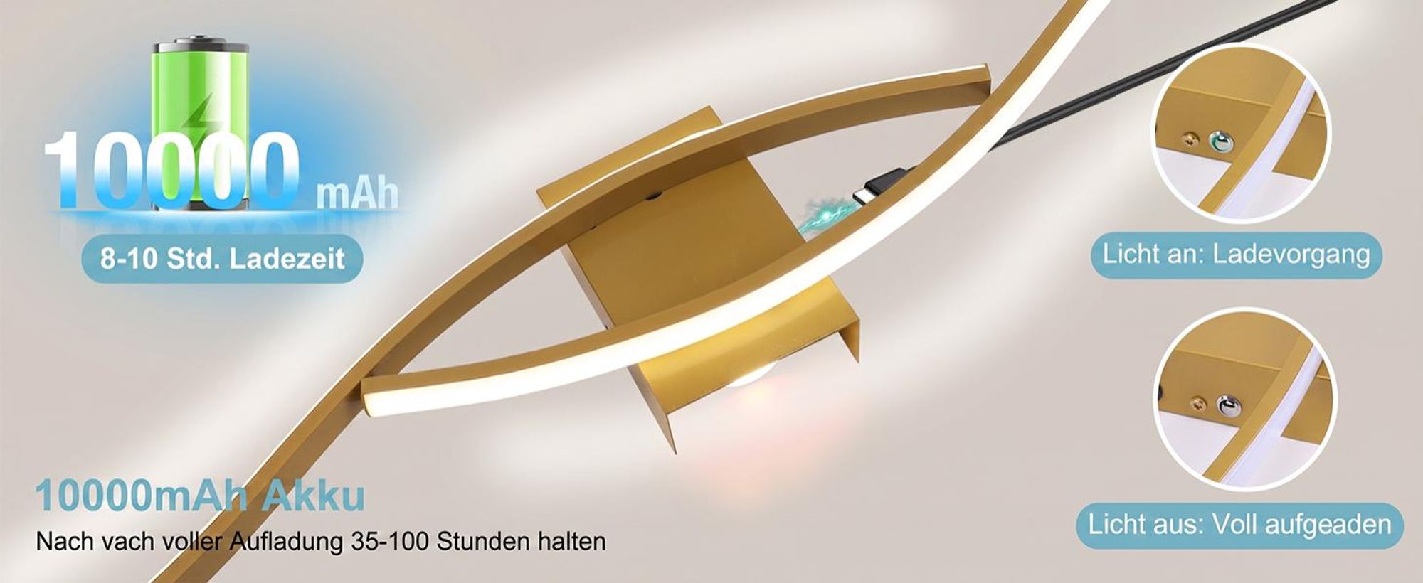2 Stück LED Wandleuchte Innen Modern Dimmbar 3 Farbtemperaturen Wiederaufladbar Wandlampe mit Fernbedienung