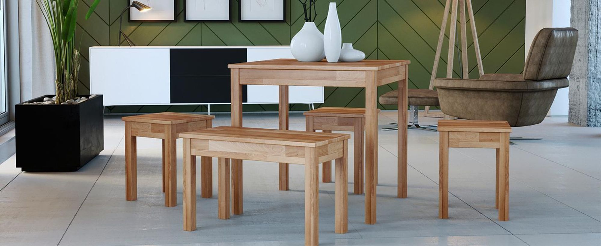 Krok Wood Esstisch Tomas aus Massivholz in Buche 110x75x75 cm