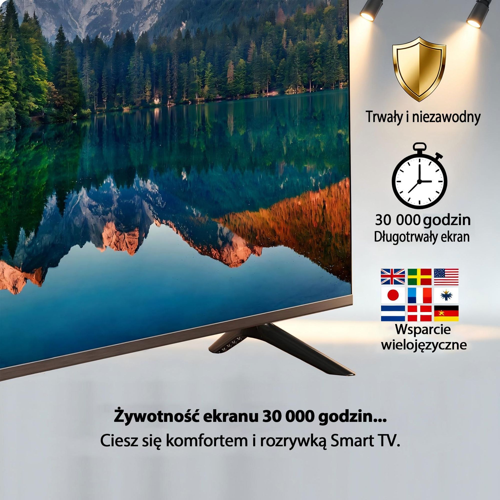 Hikers 43Z1 Televisor Smart TV - Ekran 43 Cale Rozdzielczość FHD 1920*1080 Kompatybilność AndroidemCalidad Jakość dźwięku Dolby Atmos - Czarny