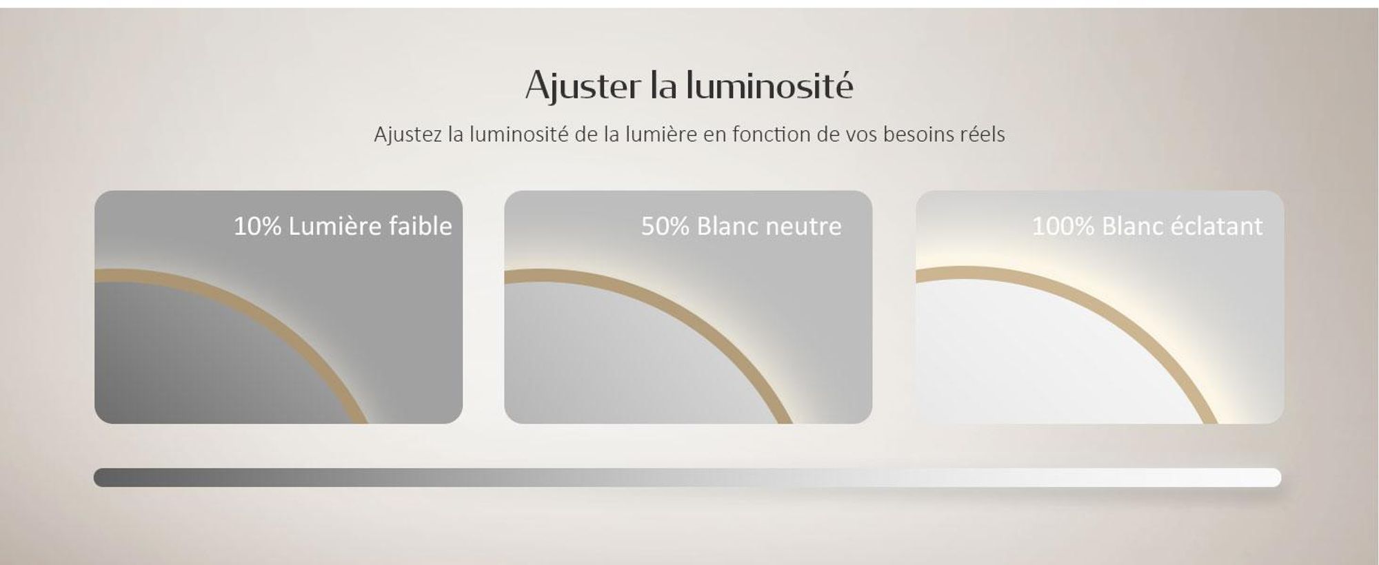 EMKE Miroir de salle de bain rond LED avec éclairage ф60cm Cadre doré brossé Miroir de salle de bain rond avec antibuée, horloge, température, variateur, fonction mémoire - Lumières neutres 4300K