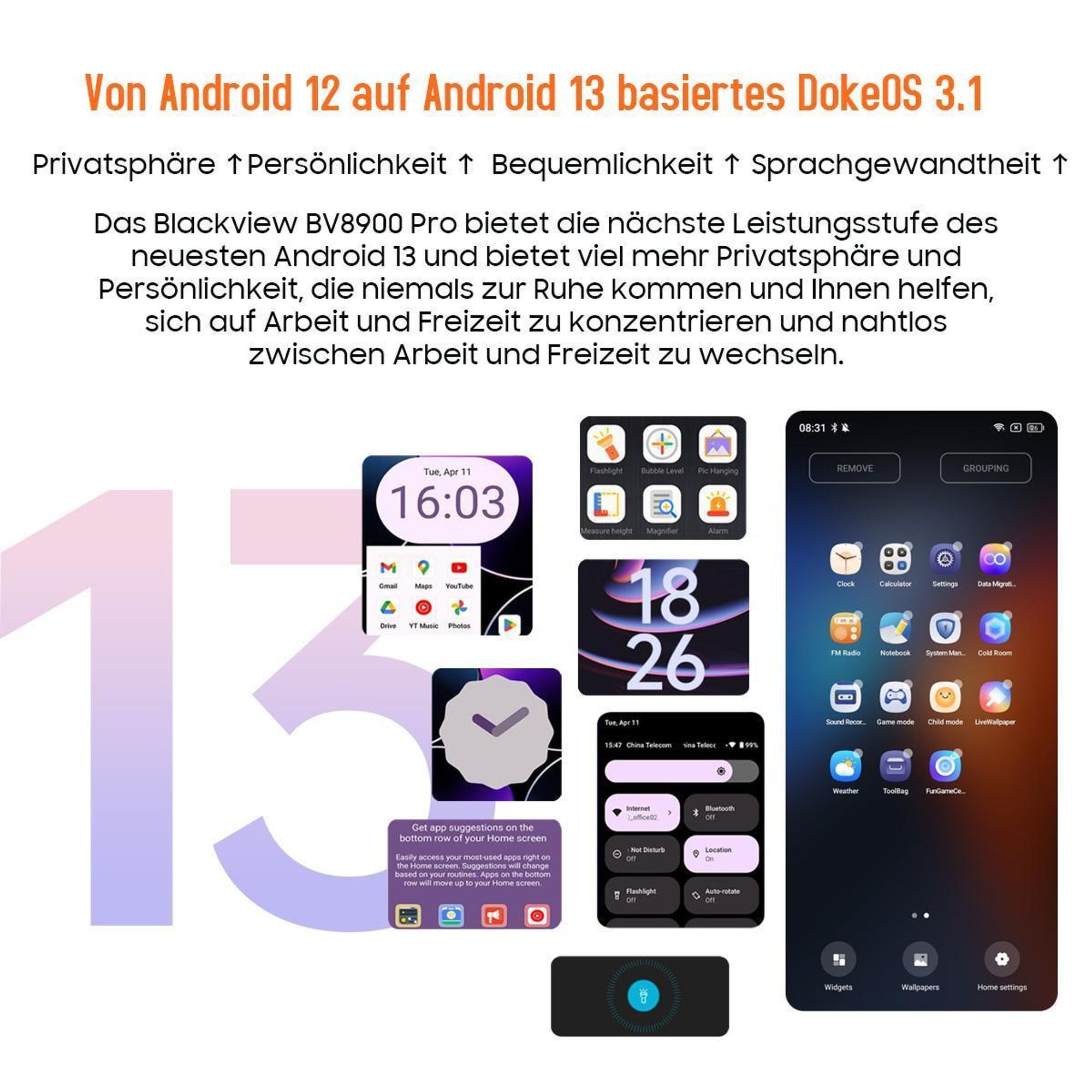 Blackview BV8900Pro Outdoor Handy Ohne Vertrag mit UWB Tag, 16GB+256GB Outdoor Smartphone 10000mAh 33W Schnellladung, OSI 64MP+16MP, 2.4K 6.5"