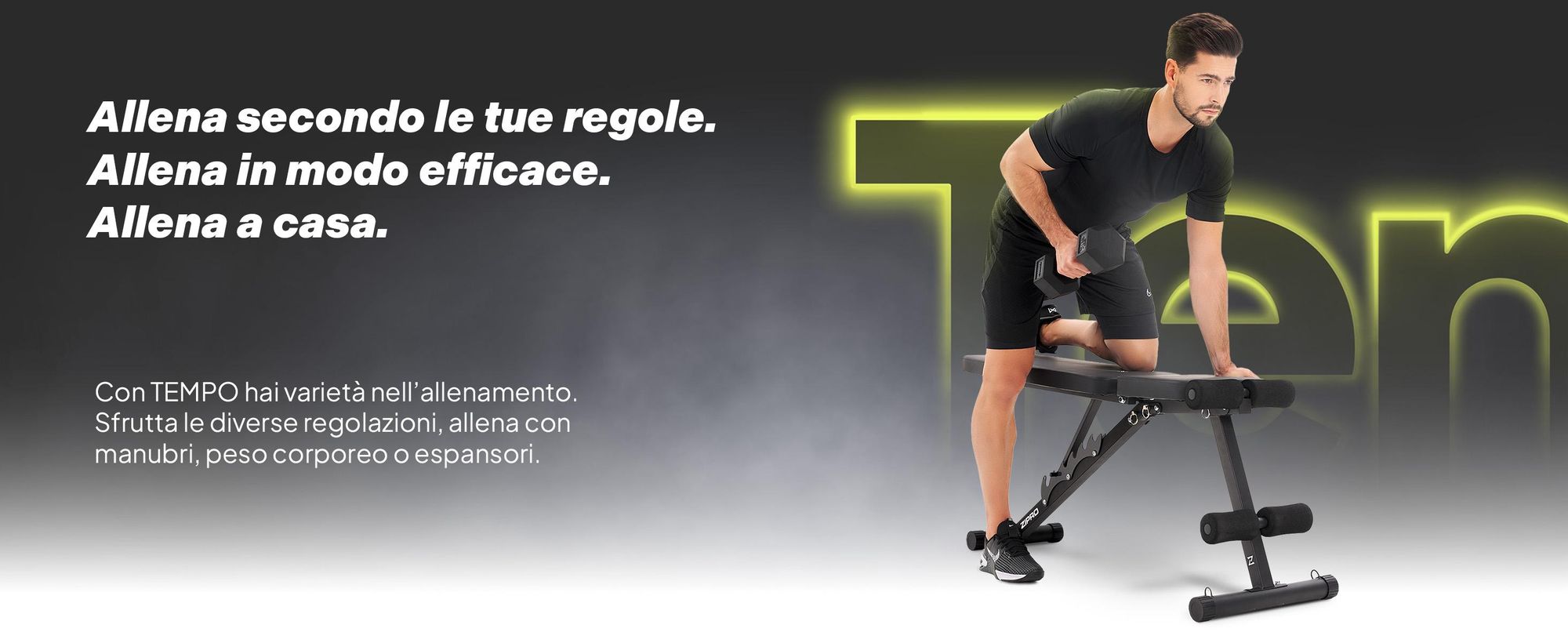Panca pesi pieghevole Zipro Tempo – Panca da allenamento regolabile per uso domestico Panca inclinata Panca negativa con espansori Capacità di carico 230 kg Ideale per manubri